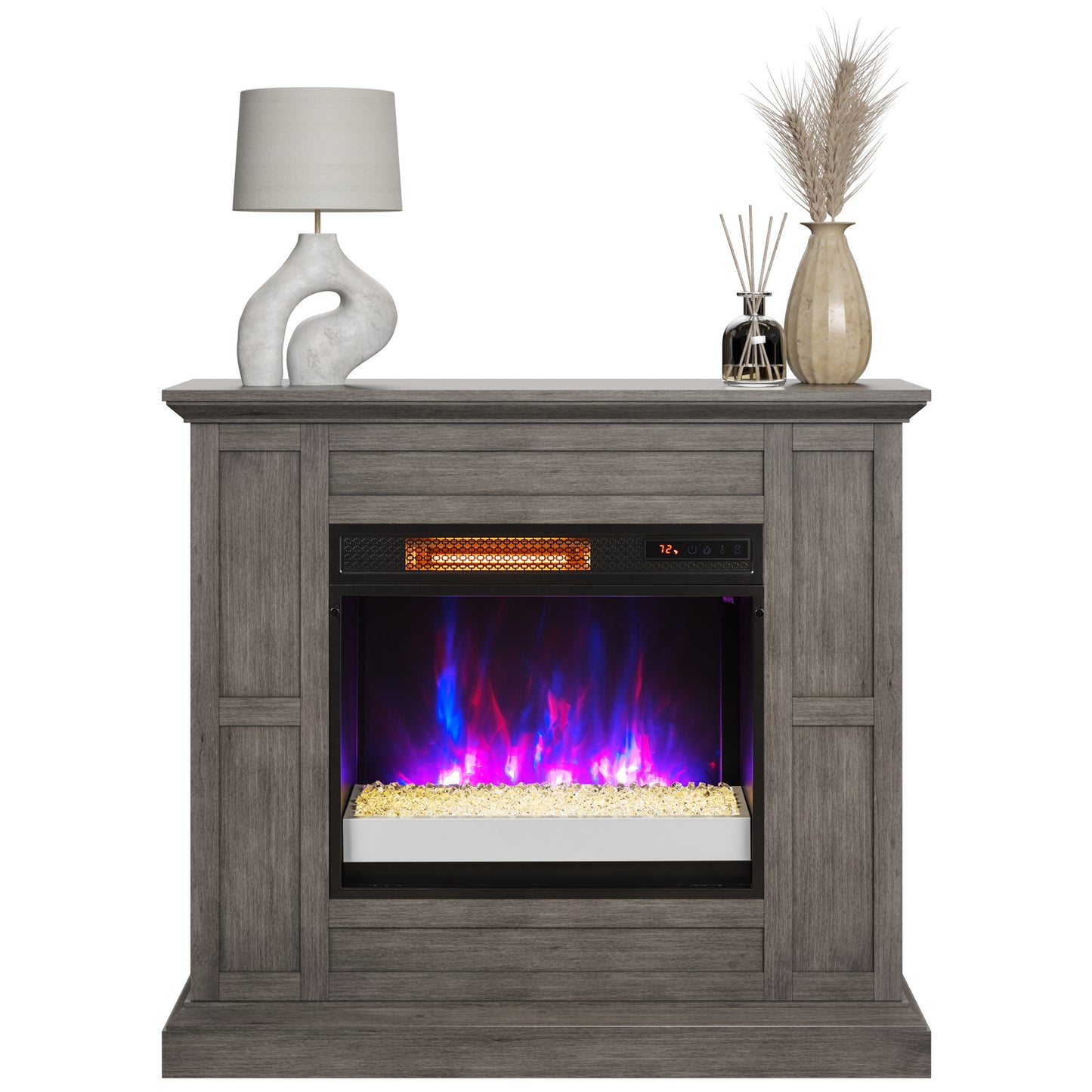 duraflame® Wall Mantel Electric Fireplace, Weathered Gray