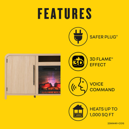 Chantelle 70” Modern Curved TV Stand with duraflame® Smart Electric Fireplace, Alexa Voice & App Control