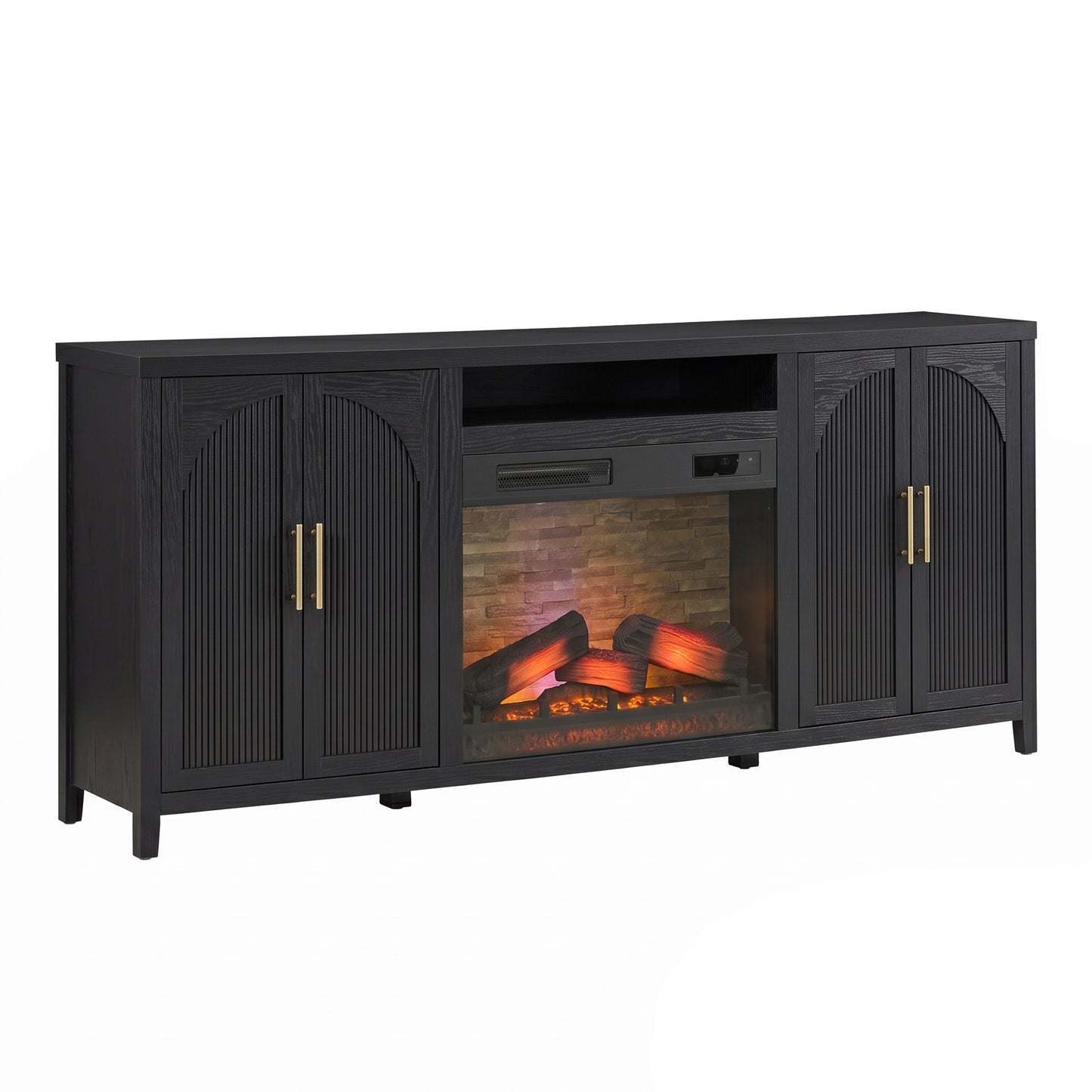 Sasha 80" Modern Reeded TV Stand with duraflame® Smart Electric Fireplace