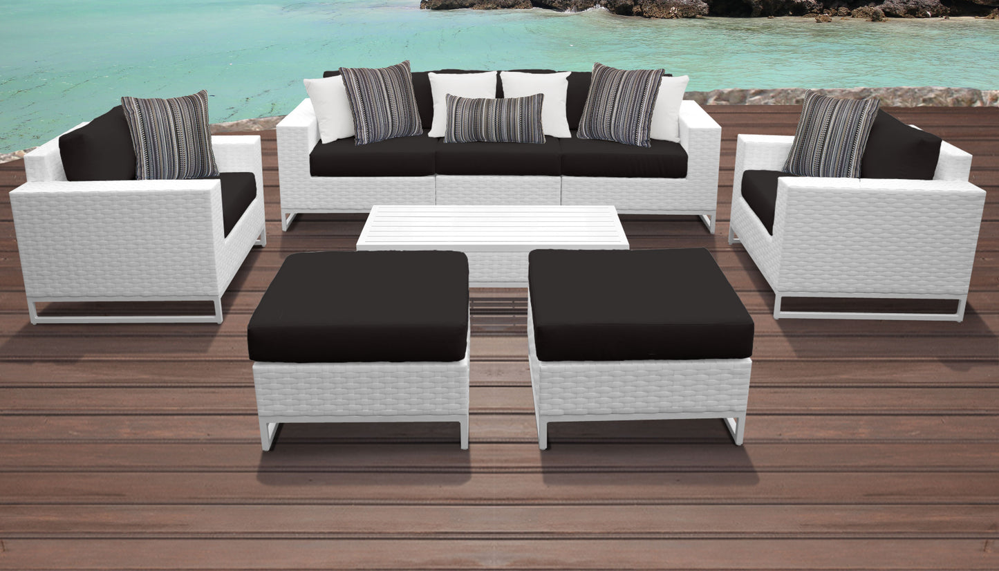 Miami 8-Piece Wicker Outdoor Furniture Set with Aruba Cushions