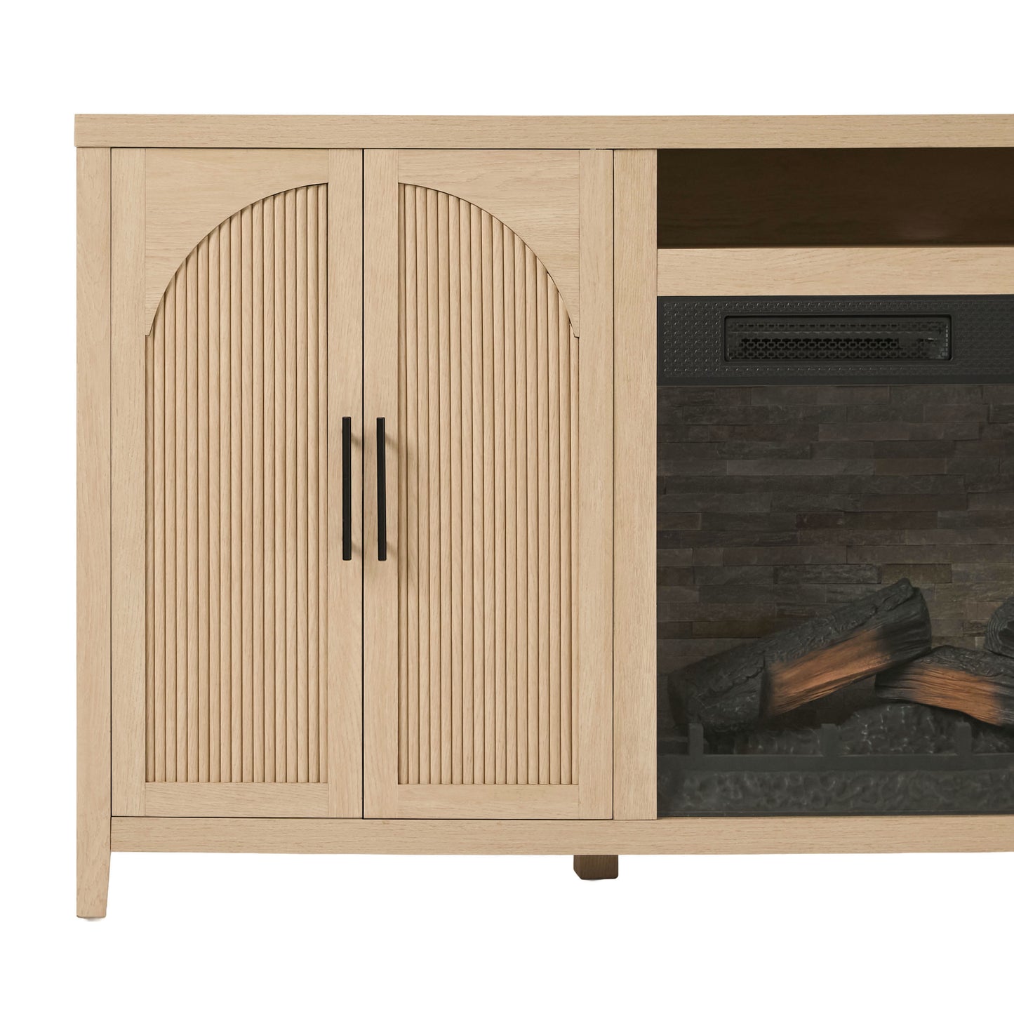 Sasha 80" Modern Reeded TV Stand with duraflame® Smart Electric Fireplace