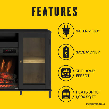duraflame® Nathan 54" Electric Fireplace TV Stand with Glass Door Cabinets