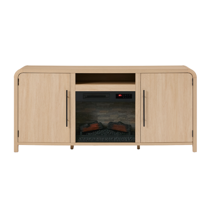 Chantelle 70” Modern Curved TV Stand with duraflame® Smart Electric Fireplace, Alexa Voice & App Control