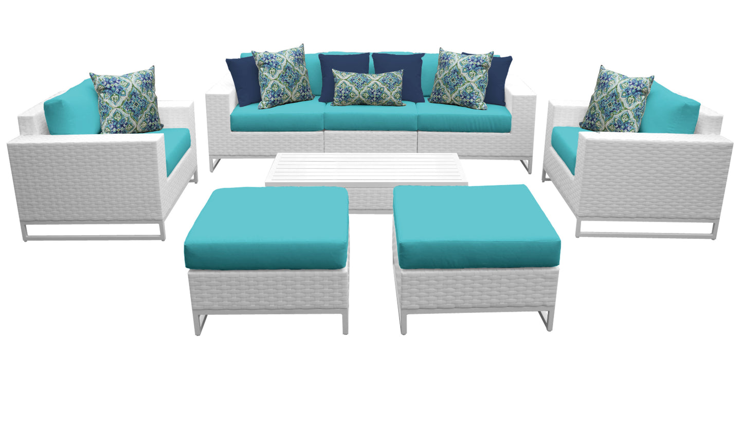 Miami 8-Piece Wicker Outdoor Furniture Set with Aruba Cushions