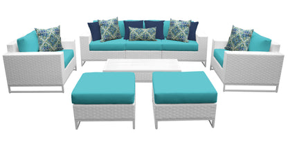 Miami 8-Piece Wicker Outdoor Furniture Set with Aruba Cushions