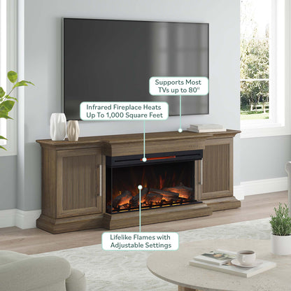 Tanner 76" Modern Reeded Electric Fireplace TV Stand