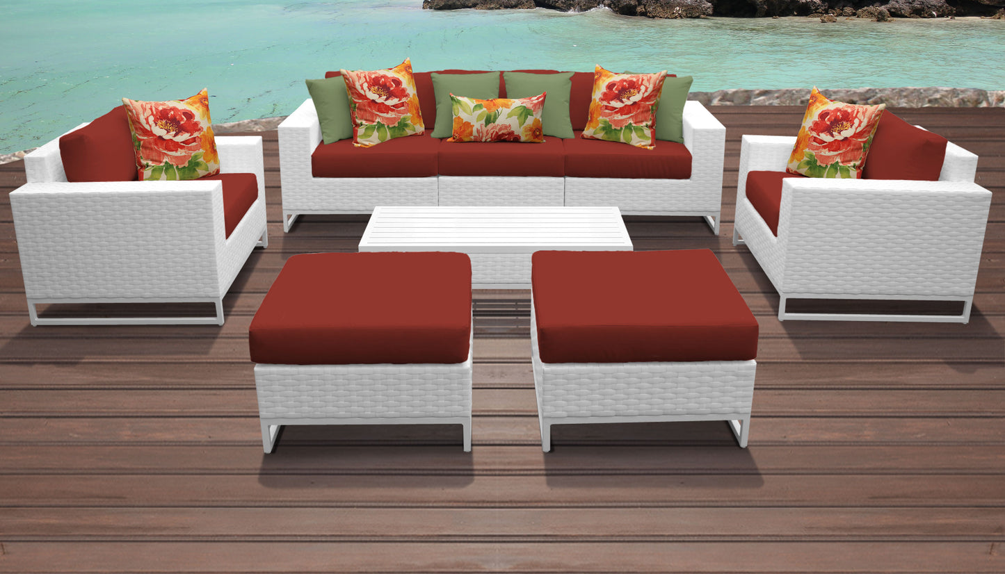 Miami 8-Piece Wicker Outdoor Furniture Set with Aruba Cushions