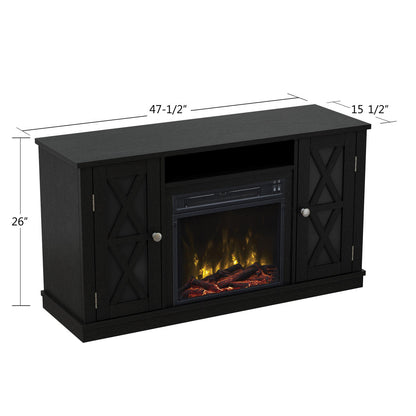 TV Stand for TVs up to 55" with Electric Fireplace and Glass Doors with X Mullions