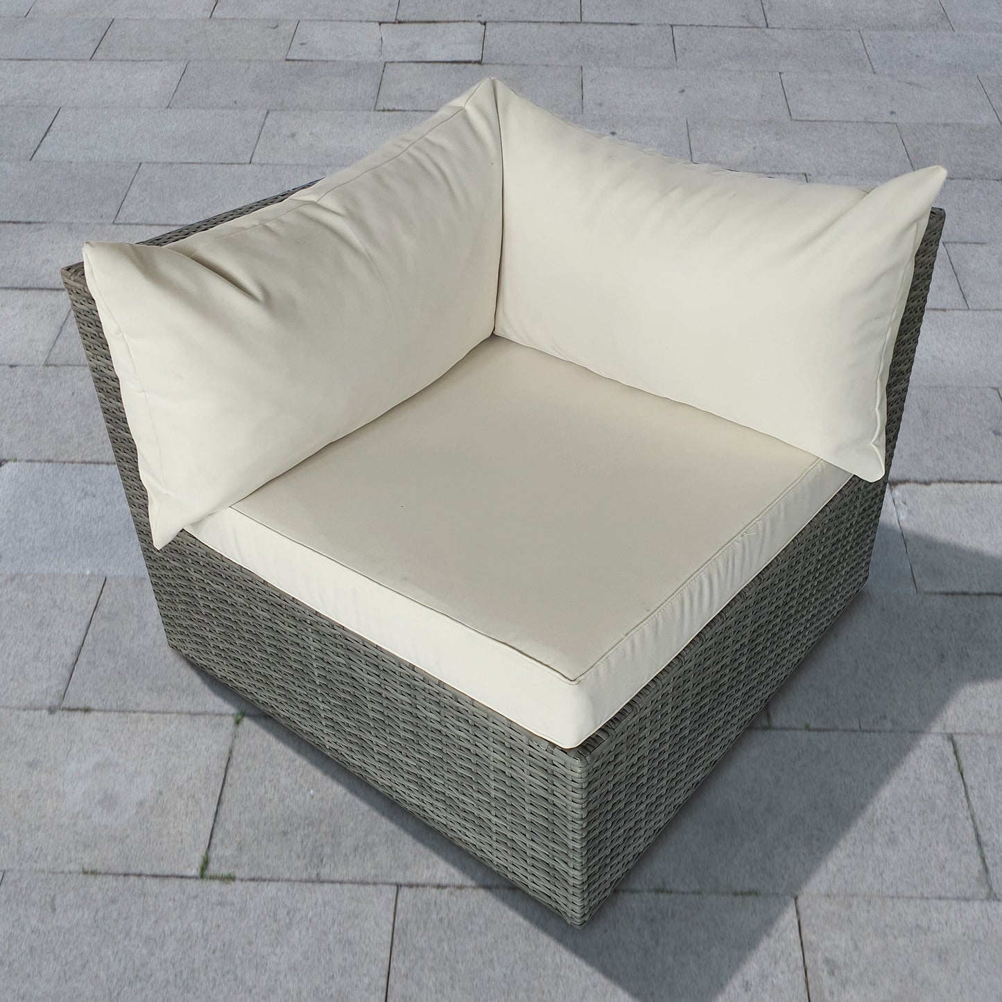 TK Classics Outdoor Corner Sofa - Dark Gray Wicker/Vanilla Cushion