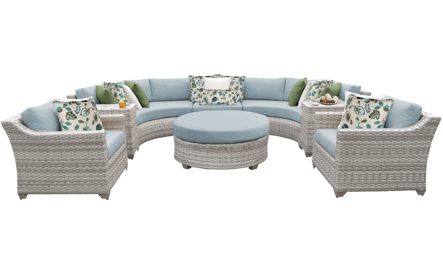 Fairmont 8-Piece Outdoor Wicker Patio Furniture Set with Aruba Cushions