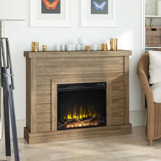 Shiplap Wall Mantel Electric Fireplace