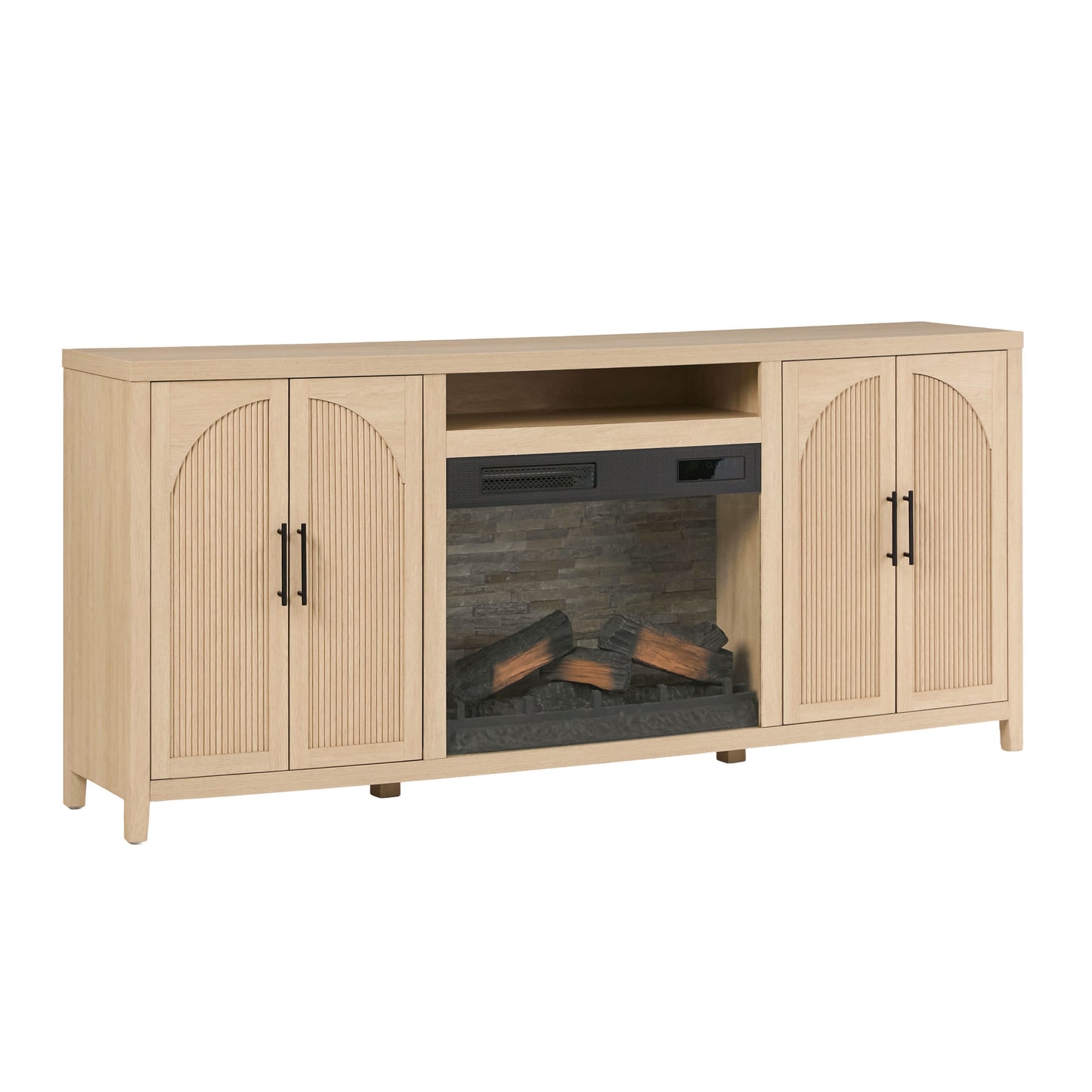 Sasha 80" Modern Reeded TV Stand with duraflame® Smart Electric Fireplace