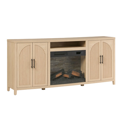 Sasha 80" Modern Reeded TV Stand with duraflame® Smart Electric Fireplace