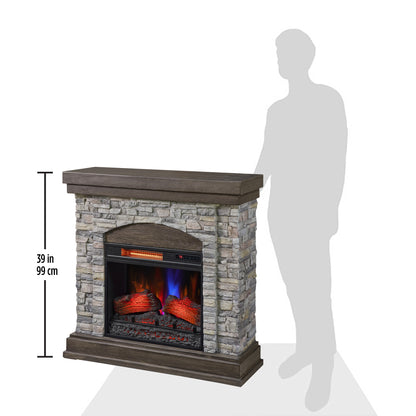 duraflame® Wall Mantel Electric Fireplace, Smoky Gray Stone