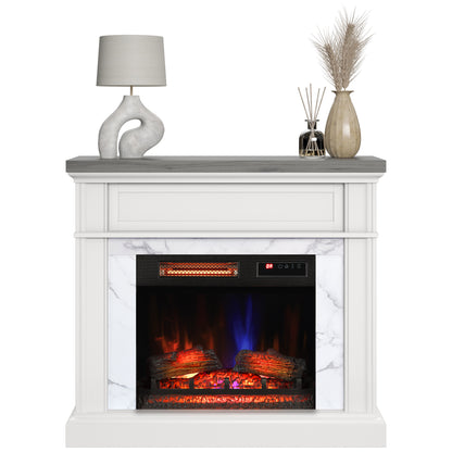 duraflame® Wall Mantel Electric Fireplace, Bright White