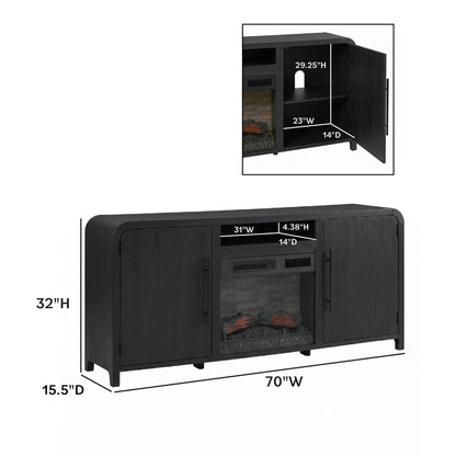 Chantelle 70” Modern Curved TV Stand with duraflame® Smart Electric Fireplace, Alexa Voice & App Control