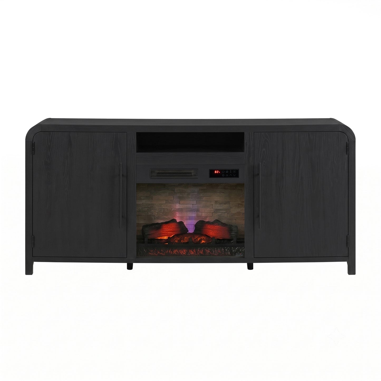 Chantelle 70” Modern Curved TV Stand with duraflame® Smart Electric Fireplace, Alexa Voice & App Control
