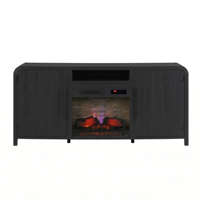Chantelle 70” Modern Curved TV Stand with duraflame® Smart Electric Fireplace, Alexa Voice & App Control