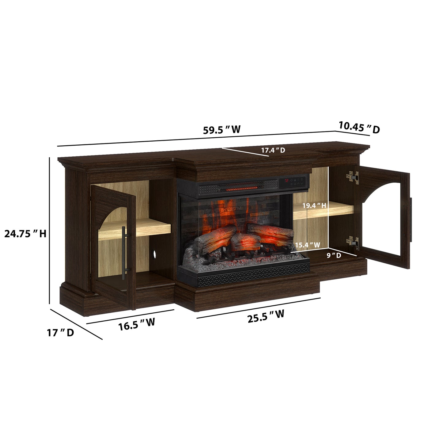 duraflame® 60" Smart Electric Fireplace TV Stand, Alexa Voice & App Control