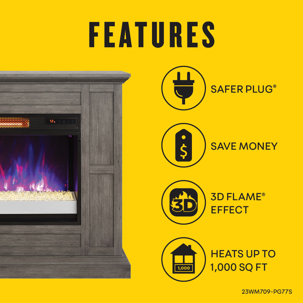 duraflame® Wall Mantel Electric Fireplace, Weathered Gray