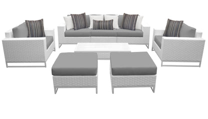 Miami 8-Piece Wicker Outdoor Furniture Set with Aruba Cushions