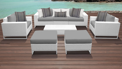 Miami 8-Piece Wicker Outdoor Furniture Set with Aruba Cushions