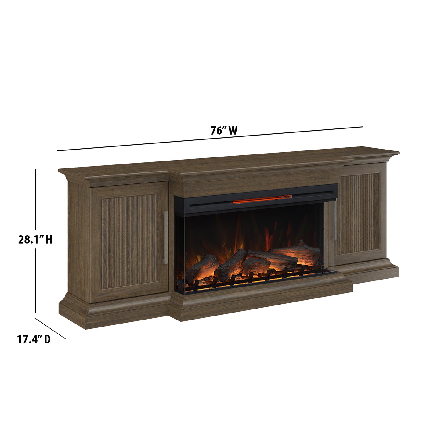Tanner 76" Modern Reeded Electric Fireplace TV Stand