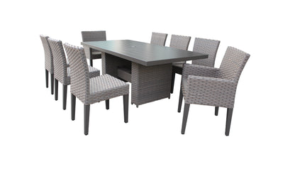Monterey Rectangular Outdoor Patio Dining Table With 6 Armless Chairs And 2 Chairs W/ Arms