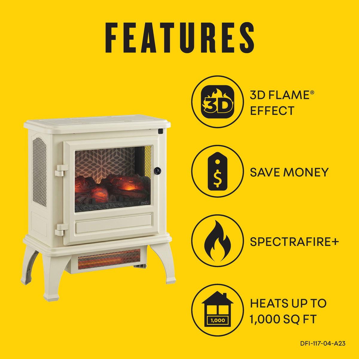 duraflame® Electric Fireplace Stove Heater with 3D Flame® Effect