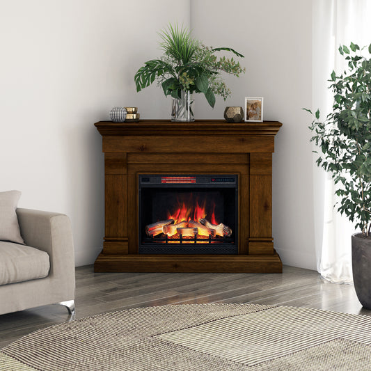 Tresanti® Norah Wall Mantel with Corner Extension 28” ClassicFlame® Electric Fireplace