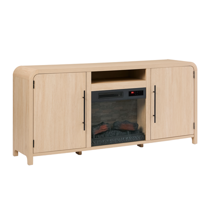 Chantelle 70” Modern Curved TV Stand with duraflame® Smart Electric Fireplace, Alexa Voice & App Control
