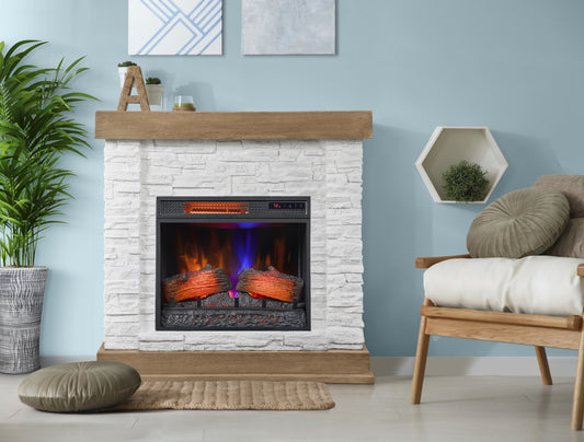 duraflame® Wall Mantel Electric Fireplace, Rustic White