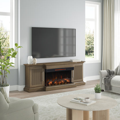 Tanner 76" Modern Reeded Electric Fireplace TV Stand