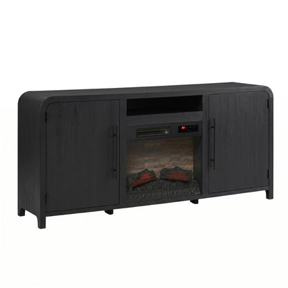 Chantelle 70” Modern Curved TV Stand with duraflame® Smart Electric Fireplace, Alexa Voice & App Control