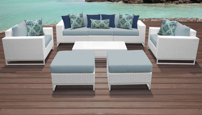 Miami 8-Piece Wicker Outdoor Furniture Set with Aruba Cushions