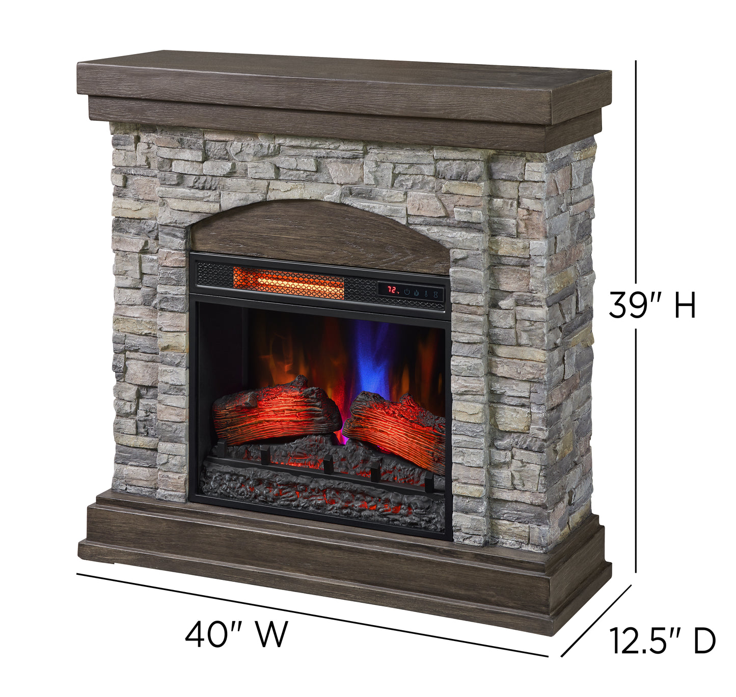 duraflame® Wall Mantel Electric Fireplace, Smoky Gray Stone