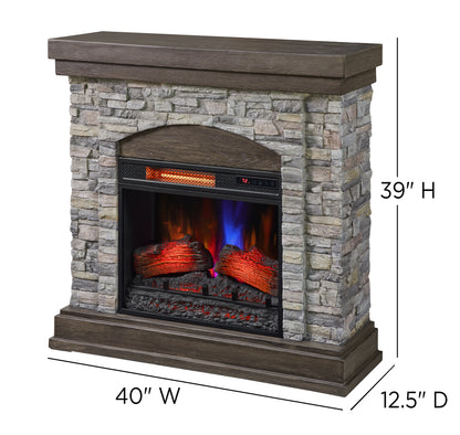 duraflame® Wall Mantel Electric Fireplace, Smoky Gray Stone