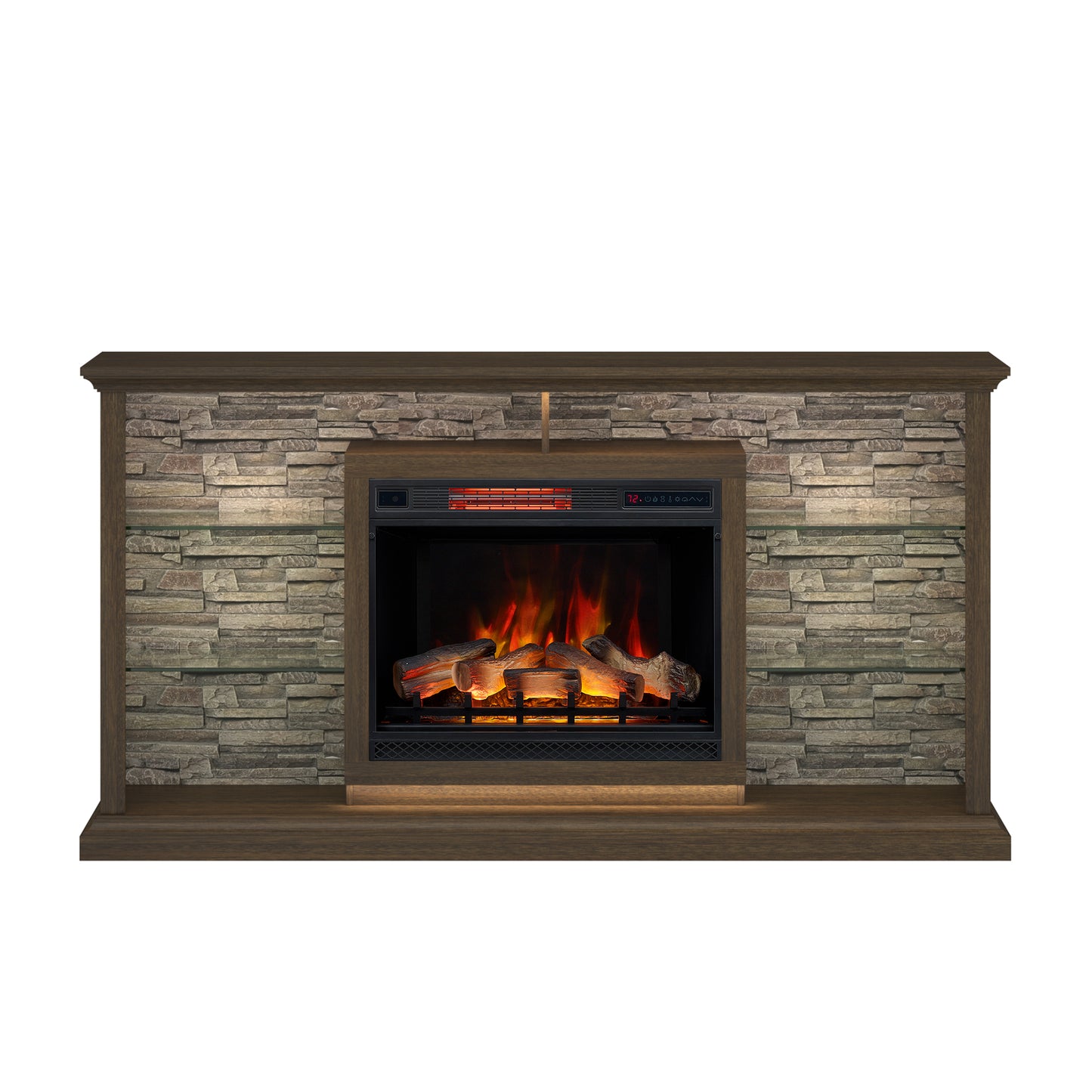 Elena 74" Electric Fireplace TV Stand with LED Accent Lighting