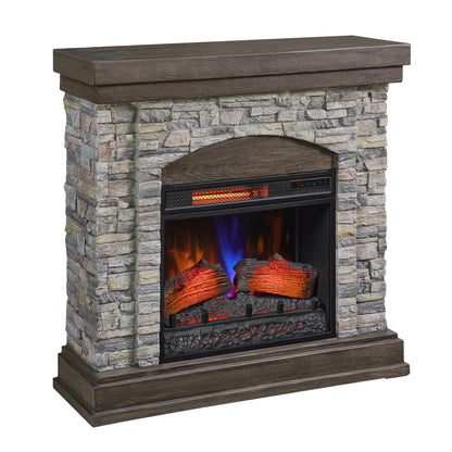 duraflame® Wall Mantel Electric Fireplace, Smoky Gray Stone