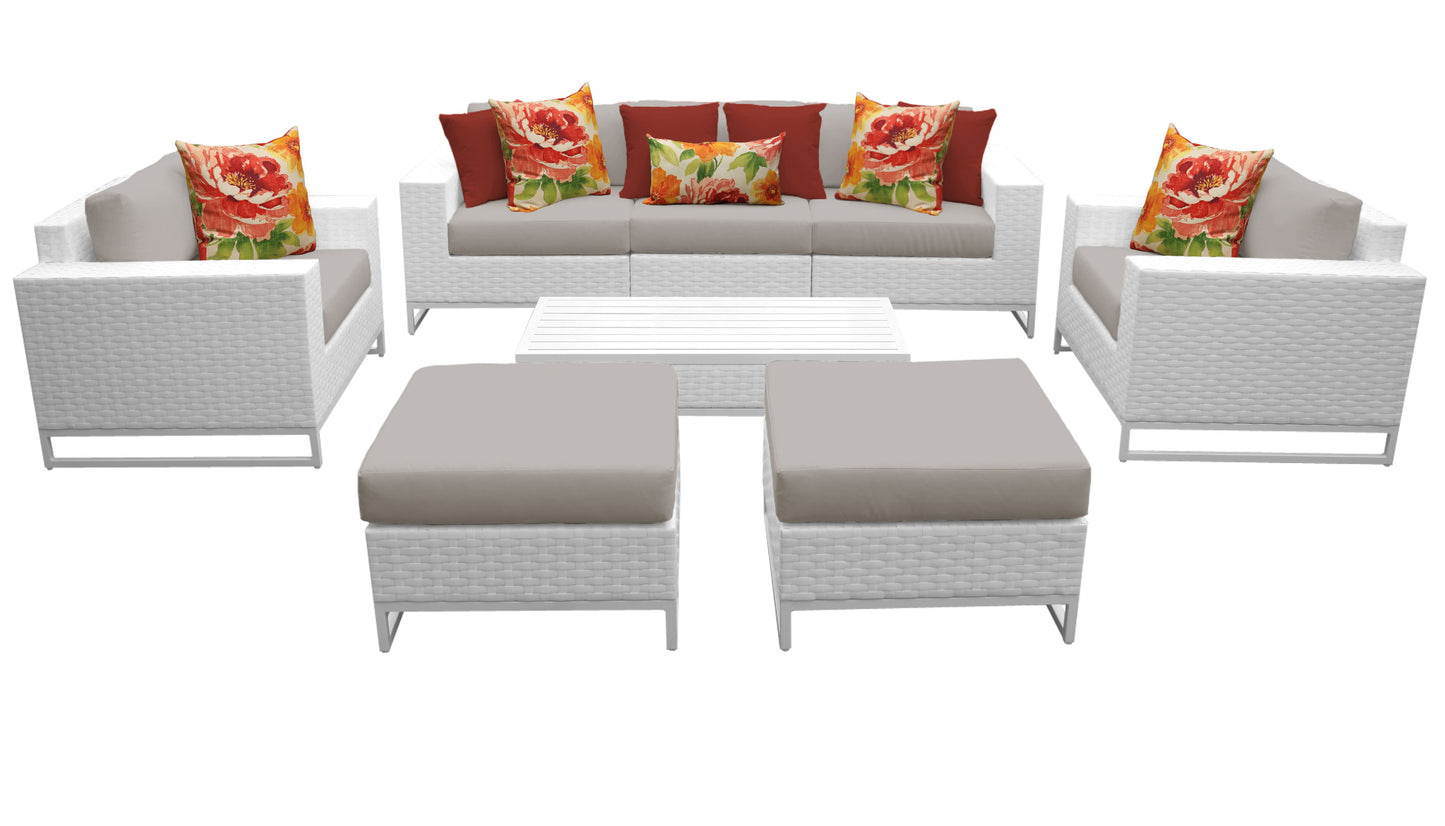 Miami 8-Piece Wicker Outdoor Furniture Set with Aruba Cushions