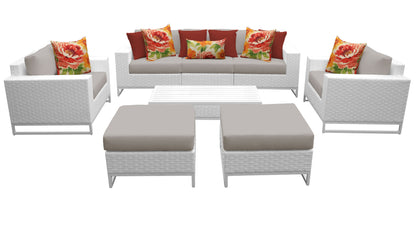Miami 8-Piece Wicker Outdoor Furniture Set with Aruba Cushions