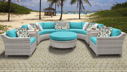 Fairmont 8-Piece Outdoor Wicker Patio Furniture Set with Aruba Cushions