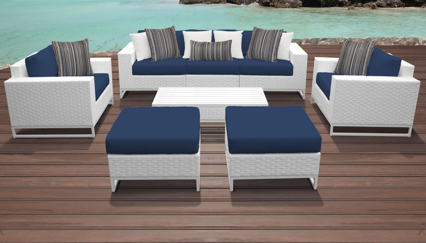 Miami 8-Piece Wicker Outdoor Furniture Set with Aruba Cushions
