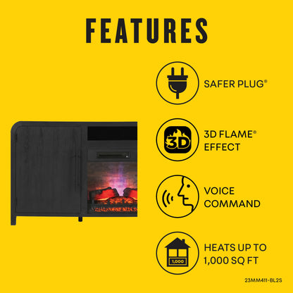 Chantelle 70” Modern Curved TV Stand with duraflame® Smart Electric Fireplace, Alexa Voice & App Control