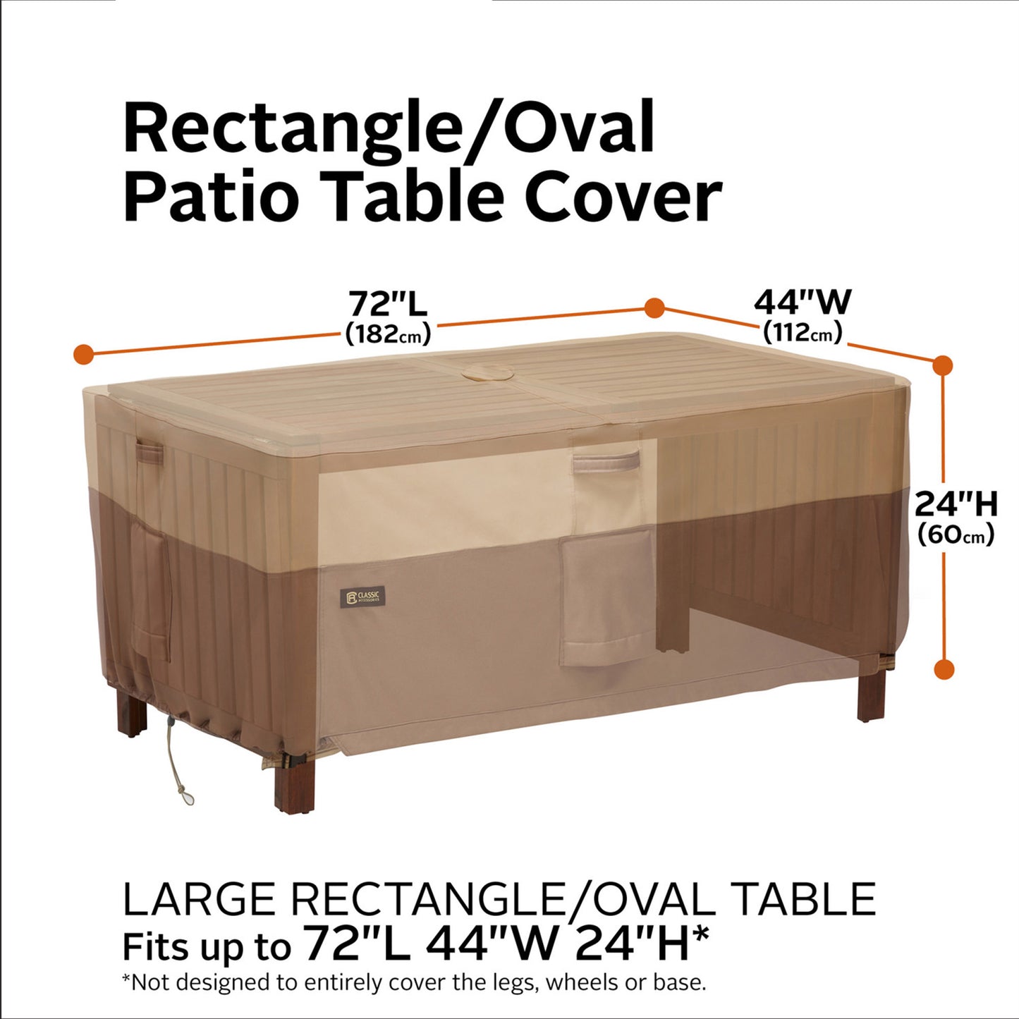 Classic Accessories Veranda's Best Waterproof Rectangle/Oval Patio Table Cover with Umbrella Hole