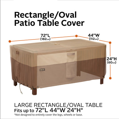 Classic Accessories Veranda's Best Waterproof Rectangle/Oval Patio Table Cover with Umbrella Hole