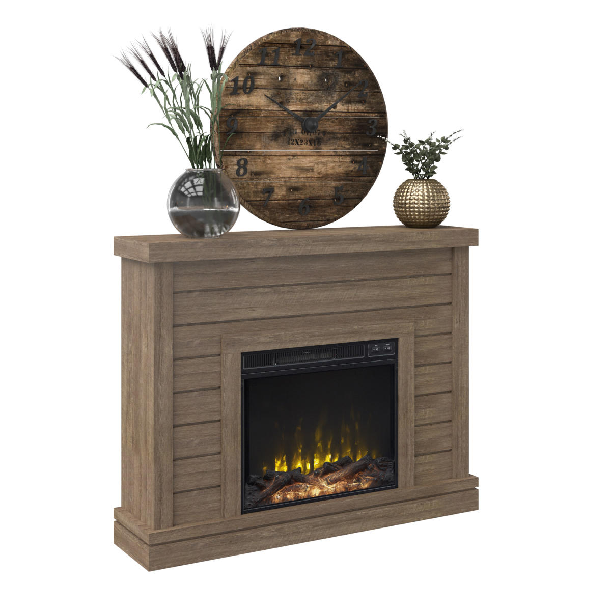 Shiplap Wall Mantel Electric Fireplace