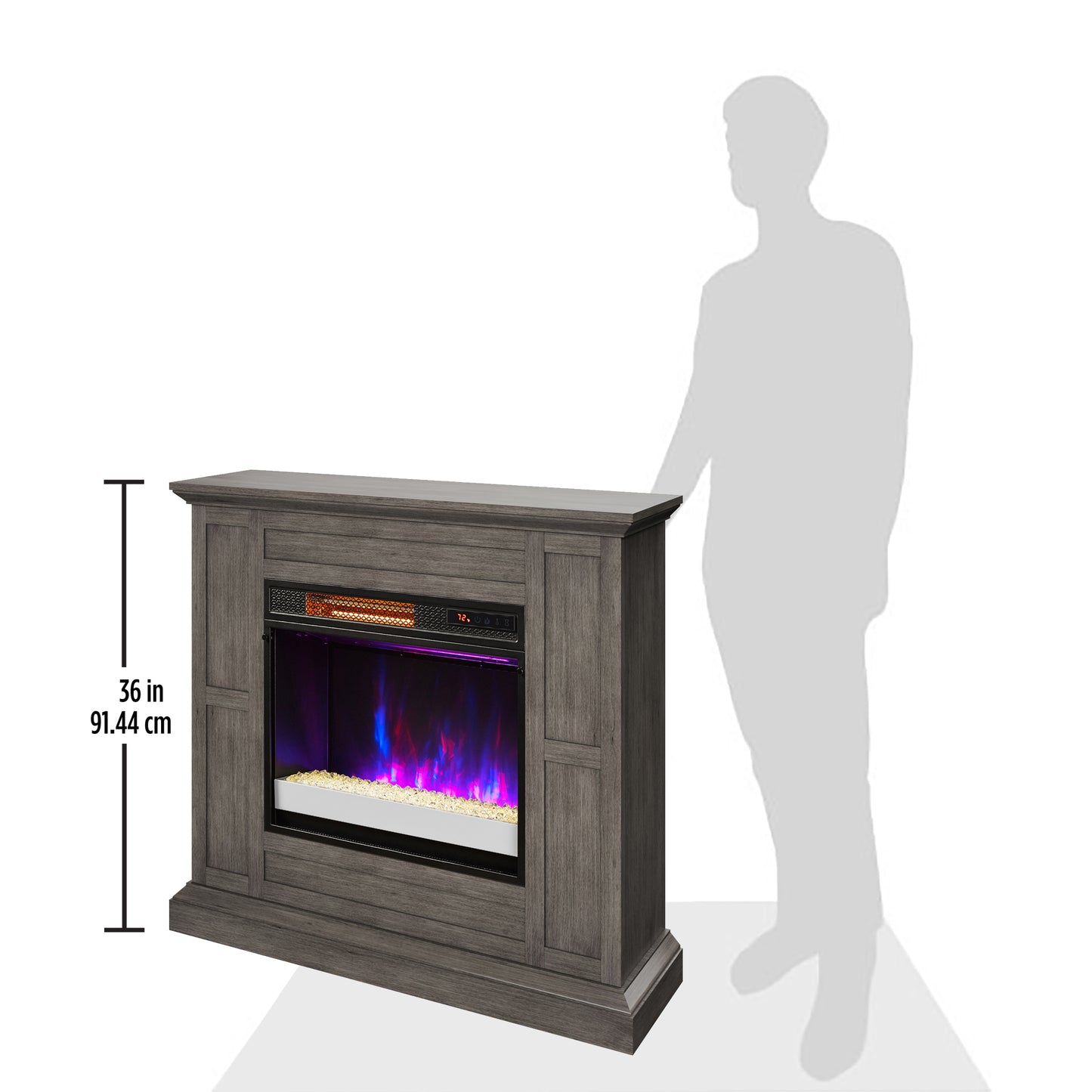 duraflame® Wall Mantel Electric Fireplace, Weathered Gray