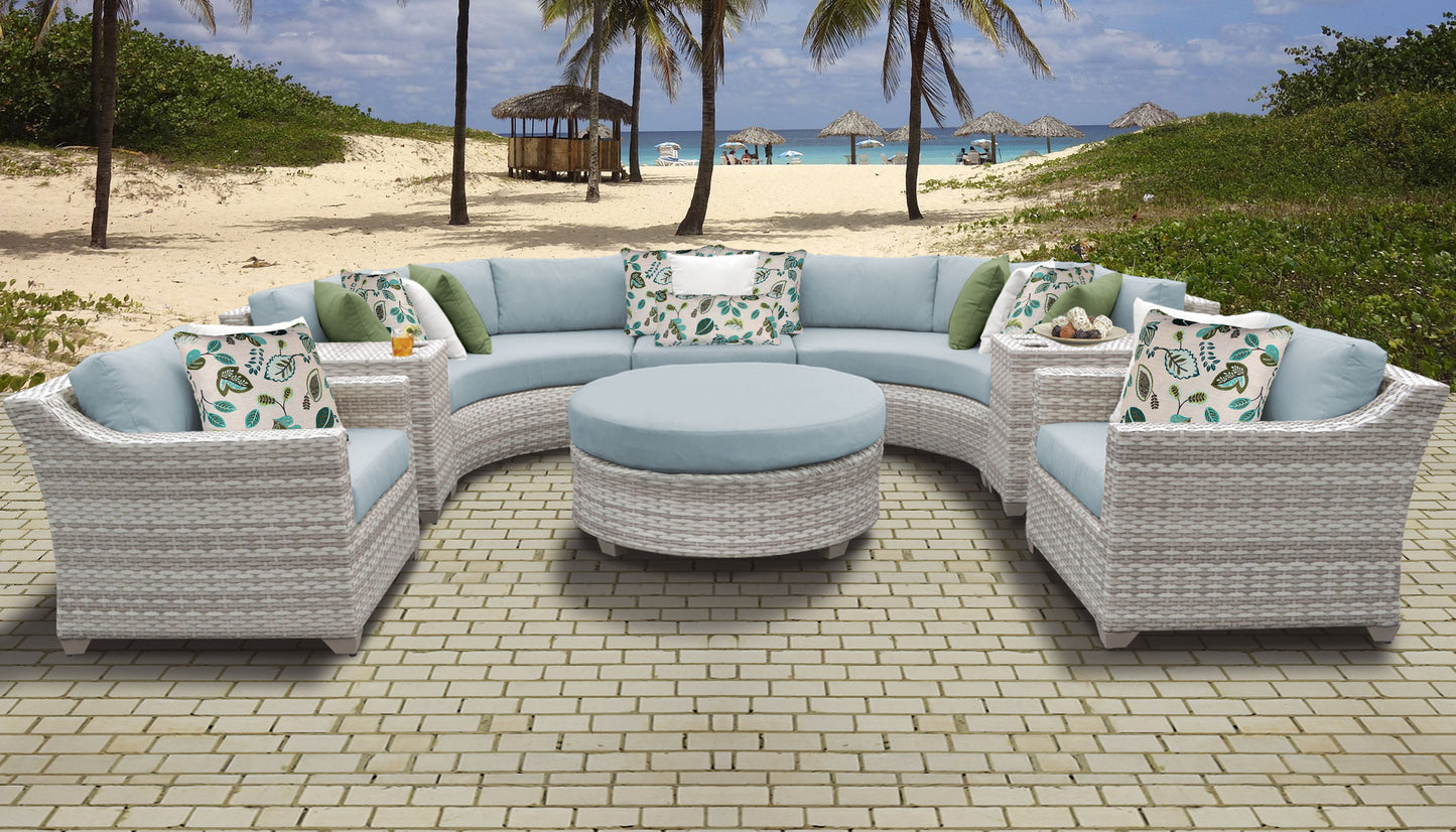 Fairmont 8-Piece Outdoor Wicker Patio Furniture Set with Aruba Cushions