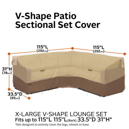 Classic Accessories Veranda's Best Waterproof V-Shape Patio Sectional Set Cover